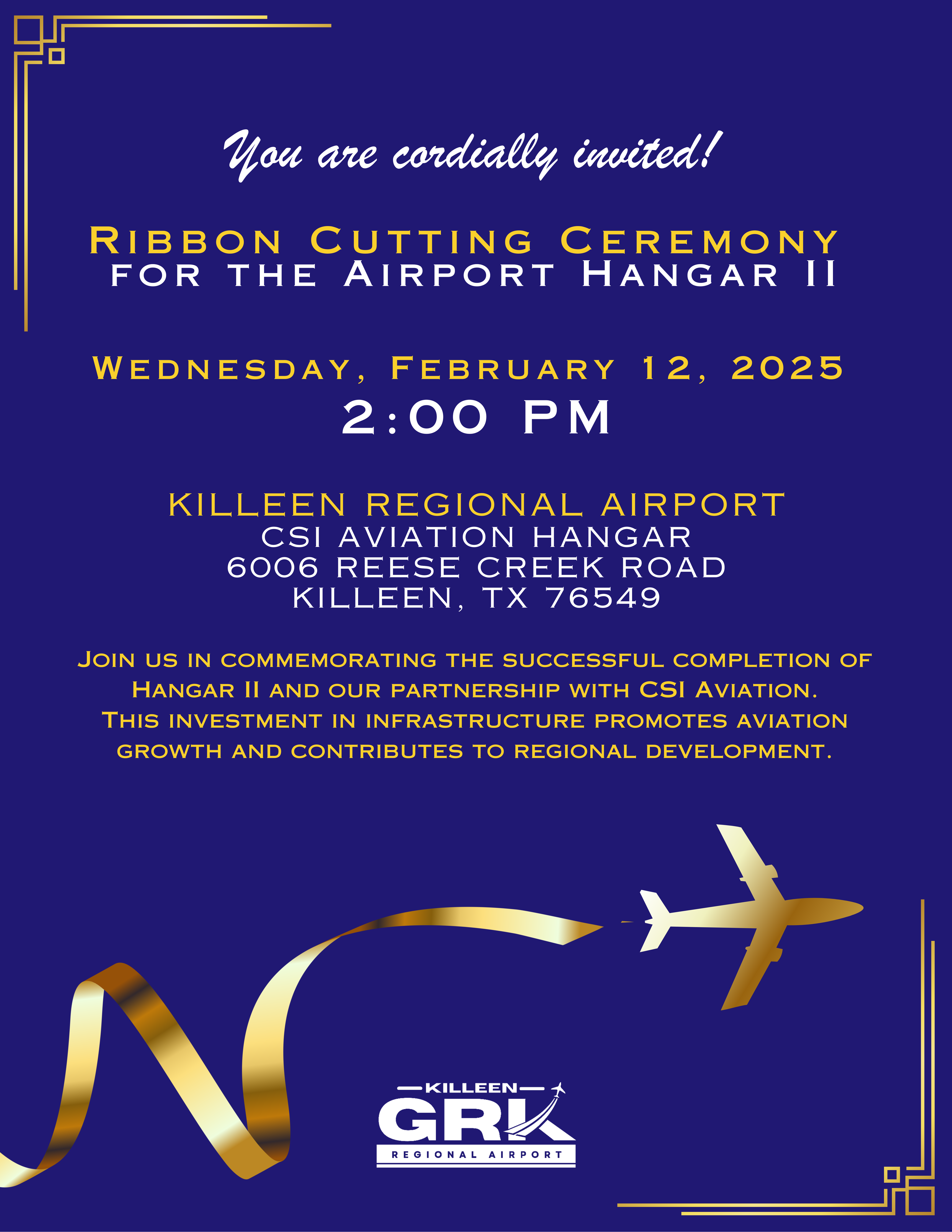 Hangar II Ribbon Cutting Address Update (JPG)